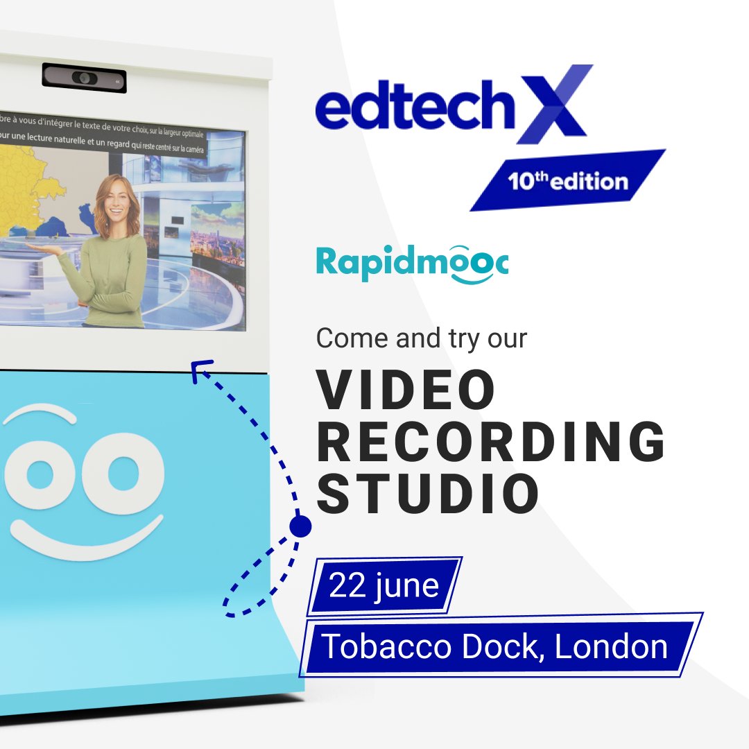 rapidmooc's tweet photo. @EdTechEurope 10th edition in London is taking place 22nd of June and we'll be there to meet everyone of you ! Come and try our all-in-one studio, you won't regret it 😉 https://t.co/zMv4TVCYVV