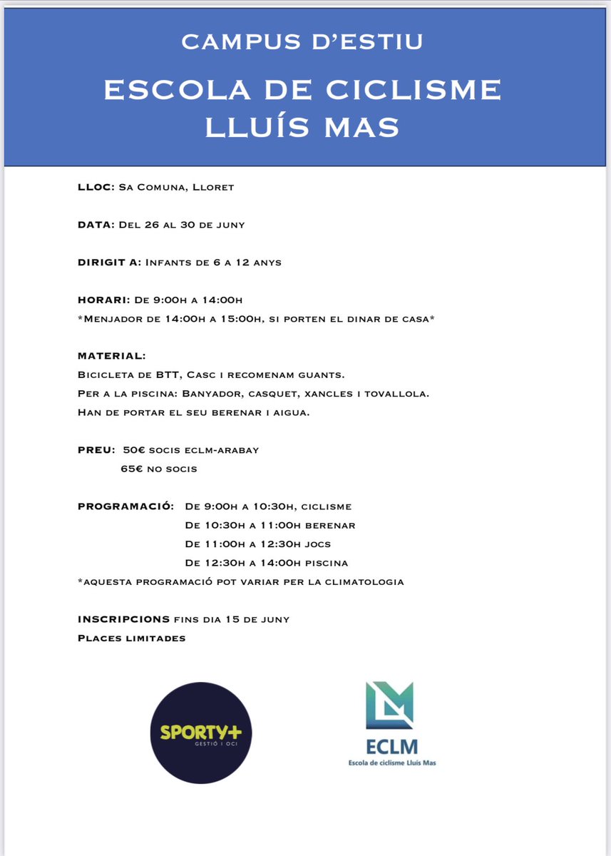 Campus 2023💥 queden poques places, no et perdis l'oportunitat de gaudir d'una setmana de jocs i diversió sobre rodes. 😉