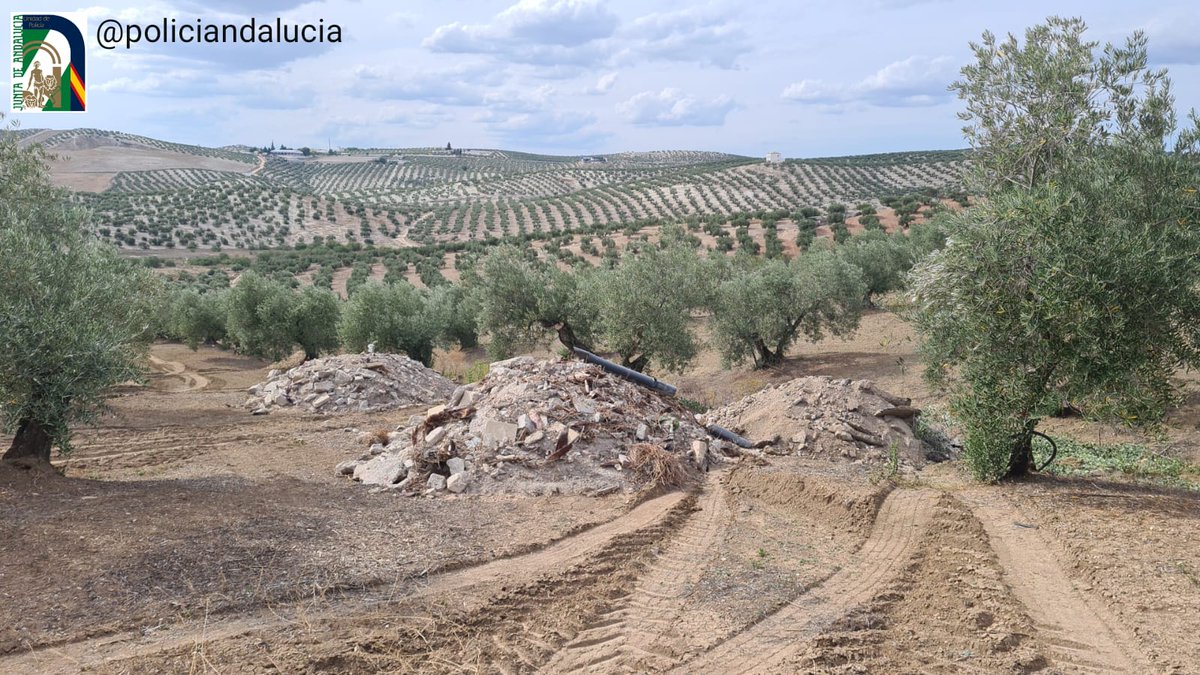 policiandalucia's tweet photo. 🚚🫗 Sorprendido camionero realizando vertido de residuos sólidos urbanos.

📍Terreno de olivar cercano al arroyo #DelSalado
#SantiagodeCalatrava #Jaén

⚠️🛣️ Circulaba además por carretera con algunas ruedas totalmente lisas y desgastadas ⛔ https://t.co/cfKfo2ANIf