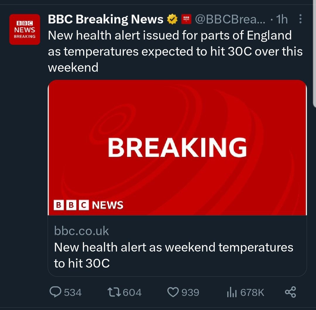 Health alerts for 30 degree weather?

I remember when 30 degrees Celsius (86 degrees Fahrenheit) was just a nice summer temperature, not a cause for fear.

But the #ClimateScam requires people to associate nice weather with impending climate apocalypse.