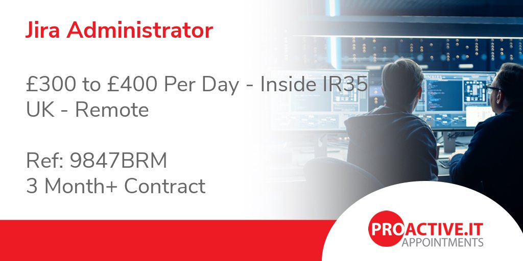 ProactiveIT_UK's tweet photo. Key Skills:

✅#Jira Administrator Experience
✅Jira Service Management Experience
✅Good communication skills 
✅Flexible approach 
Preferable but not essential – experience with #Adaptavist #ScriptRunner and #GroovyScripting
https://t.co/OCdUgr7LVp https://t.co/SNvgC3ui1t