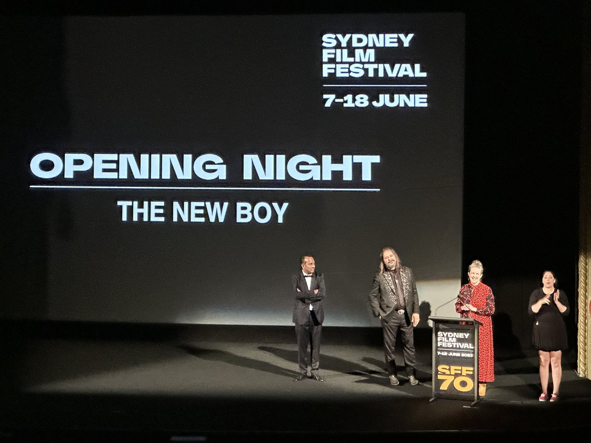 williamBrougham's tweet image. The director Warwick Thornton, producer Kath Shelper and young cast of the new Australian film ‘The New Boy’ at the opening of the @sydfilmfest at the @StateTheatreAU . Also featured is film festival director @NashenMoodley #thenewboy #sff #statetheatre #sydneyfilmfestival