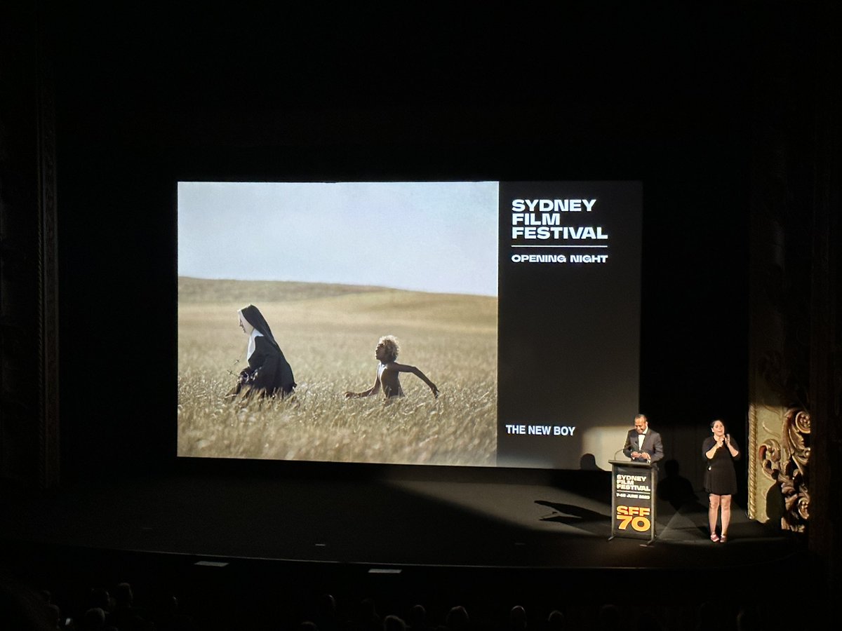 williamBrougham's tweet image. The director Warwick Thornton, producer Kath Shelper and young cast of the new Australian film ‘The New Boy’ at the opening of the @sydfilmfest at the @StateTheatreAU . Also featured is film festival director @NashenMoodley #thenewboy #sff #statetheatre #sydneyfilmfestival