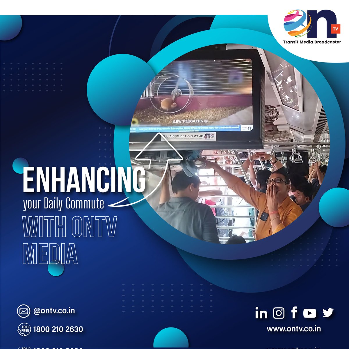 ONTVTransit's tweet photo. Enhance your daily commute with ONTV DigiTec Media l.💫
India first and the only Transit Media Broadcasters.🚆
#ontvdigitecmedia #ontv #DOOHmedia #OOHmedia #LEDScreens #mediacompany #Railway #mumbai #kolkata #Bengaluru #DigitalScreen #MumbaiTrains #MumbaiLocal #kolkatalocal https://t.co/Eaa1OTFZN4