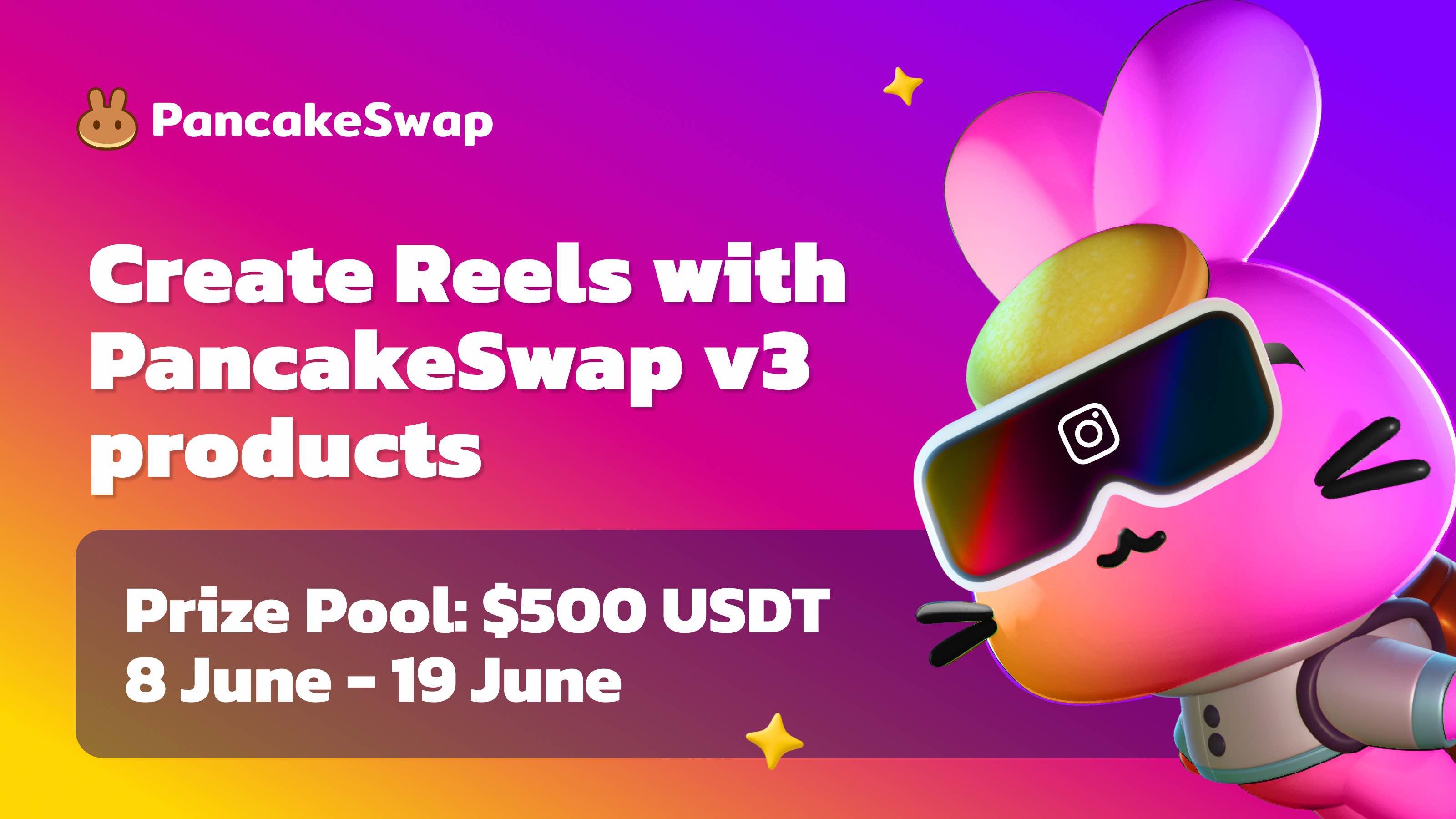 PancakeSwap🥞Everyone's Favorite DEX on X: 🎥 Roll out your reels,  PancakeSwap is hosting a Reel Competition! 🎉 Get creative with our v3  products, and you could share in $500 USDT! 💰 1.Follow