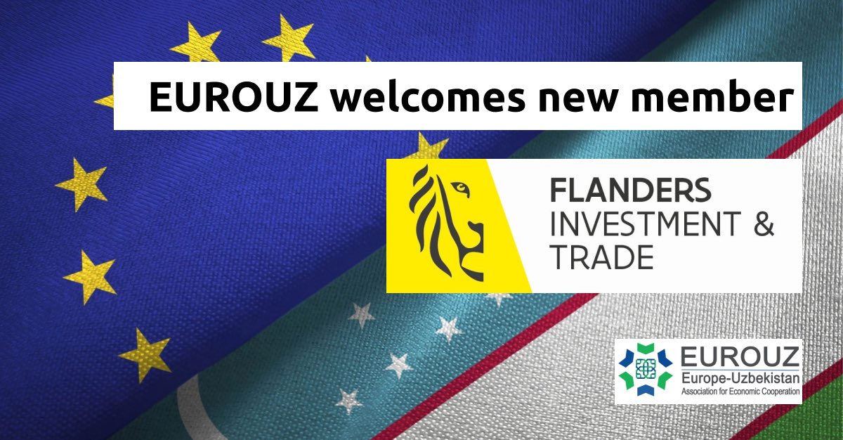 #EUROUZ welcomes new Association member: @InvestFlanders (FIT)

Learn more about FIT here:  surl.li/hsyvv

We look forward to providing support to @InvestFlanders & @InvestWallonia - EUROUZ esteemed members -  during the official Belgian trade mission to 🇺🇿 on June 8-9