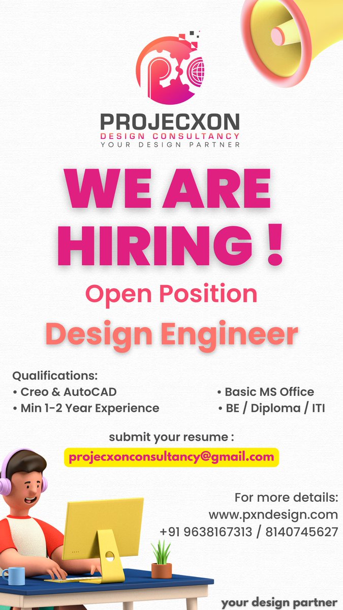 ProjecxonDesign's tweet photo. Hiring Design Engineers π€π»
For more details :
Please contact us on :
https://t.co/AXIwJeI4uK
Mail- contact@pxndesign.com
+91 8140745627 / 9638167313
#hiring #jobs #jobsearch #job #recruitment #applynow #hire #projecxon #trending #pxn #makeinindia #rajkot #trending https://t.co/3pueFUc9pT