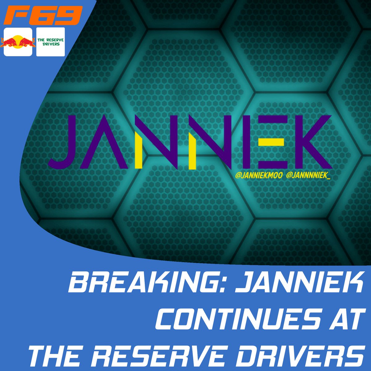 BREAKING: @janniekm00 CONTINUES AT THE RESERVE DRIVERS!

The 🇳🇱 Dutch driver will continue at his own team for a 3rd consecutive season.

#Formula69 #F69 #Formula1 #F1 #F12023 #F123 #F123game #racing #simracing #esports #F1esports #F1leagueracing #F1league #TheReserveDrivers