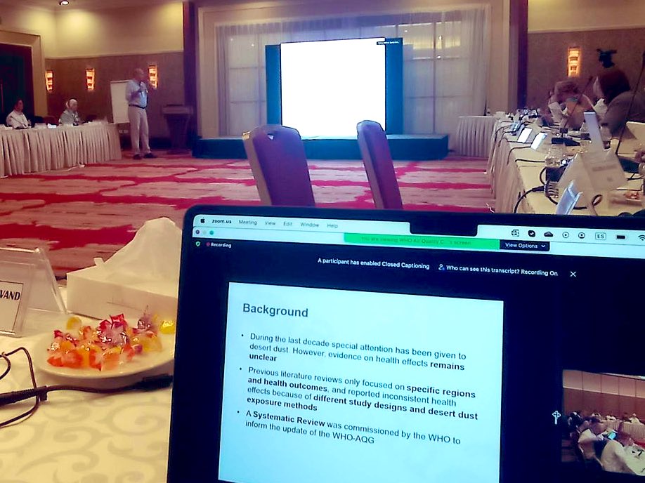 #thanks #shukran @WHOEMRO @WHO for the invitation to Experts Consultation Meeting on #AQG in the EMME Region presenting evidence on #desertdust and #health from our recently published #scopingreview in @AguGeohealth

Read it #OpenAccess 👉 bit.ly/3SR1sog