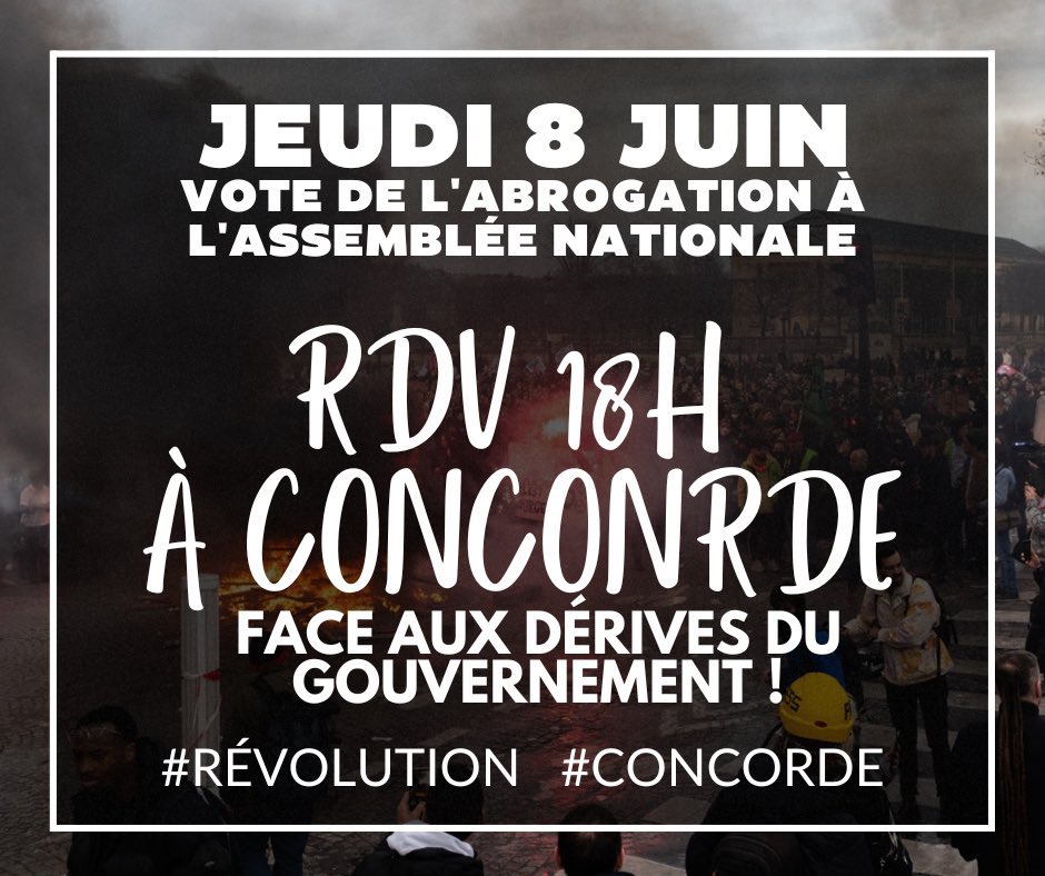 Et sinon, un rassemblement contre les fossoyeurs de démocratie est prévu sur la Place de la Concorde à 18h. Venez nombreux !
#ReformeDesRetraites #DirectAN #Manif6Juin #DemocratieEnDanger