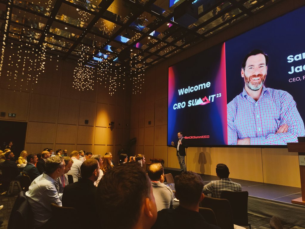 Excited to be at the <a href="/Join_Pavilion/">Pavilion</a> #CROSummit today! A full house here in London 🇬🇧