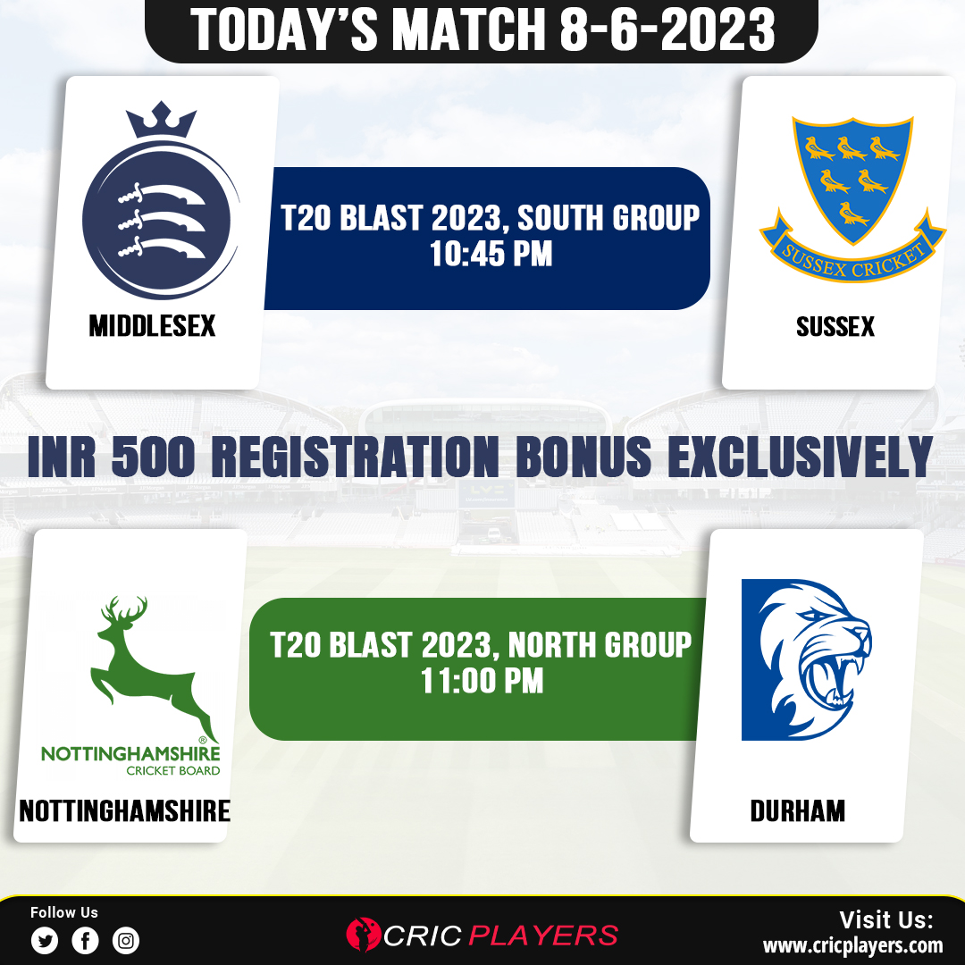 🎉 T20 BLAST 2023: South vs. North Group Battle! Tune in Today!
.
.
.
Join now👇
bit.ly/3IsRRiX
.
.
. 
#Matchday #T20Blast #Blast23 #Ashwin #WTCFinal #ViratKohli𓃵 #RohitSharma #cricplayers