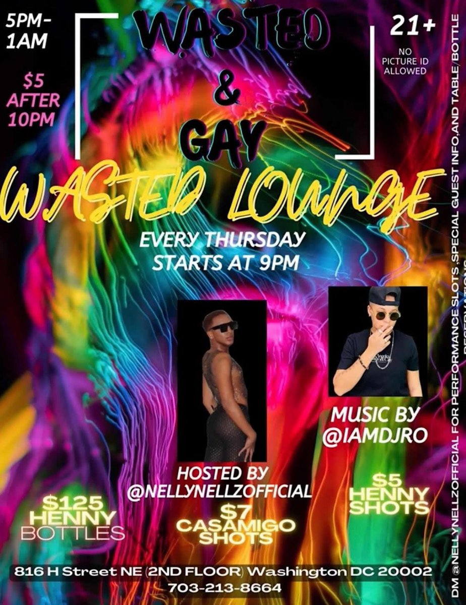 DCHomos on Twitter "Wasted & Gay Thursdays Thursday, June 8 9 p.m.1 a.m. Wasted Lounge 816 H