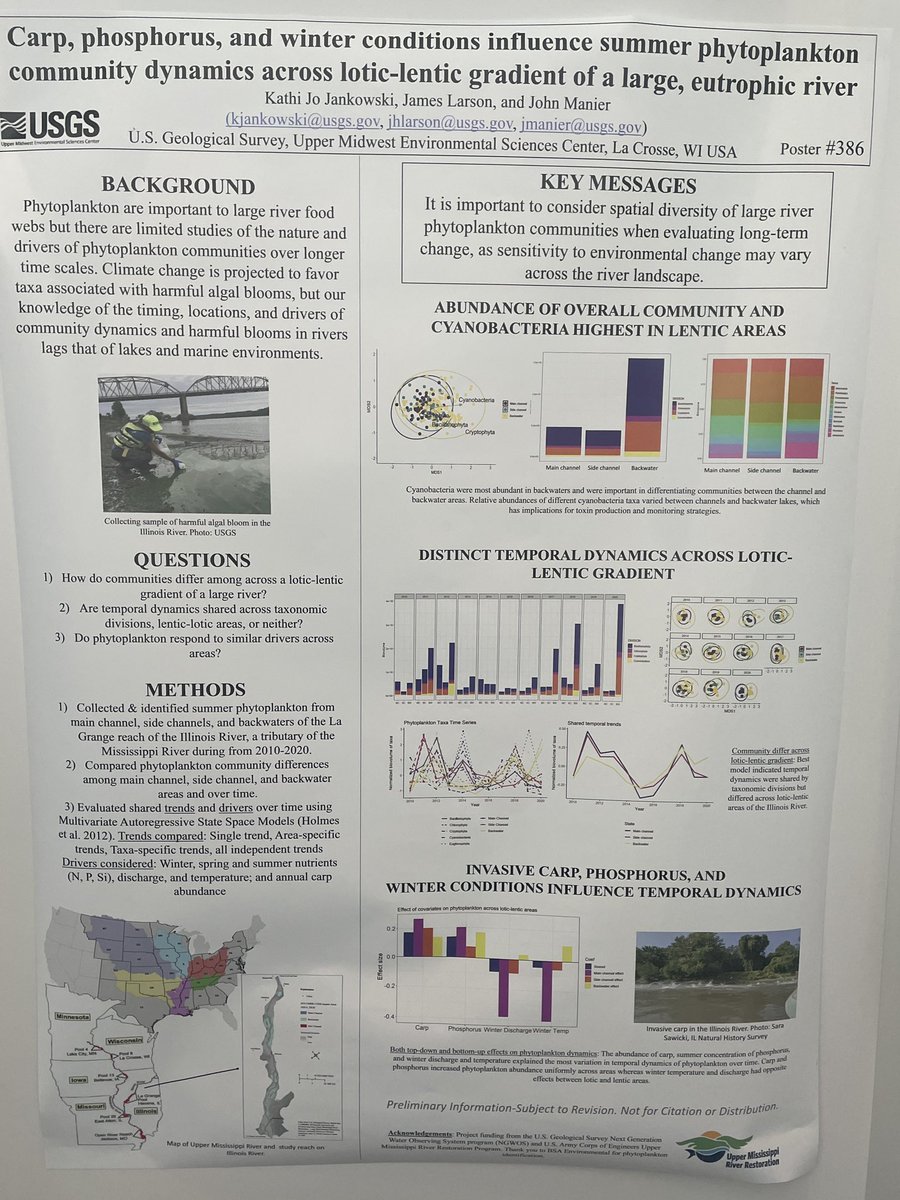 If you work on phytoplankton communities in rivers, would love to chat with you as I dip my toes into long-term phytoplankton data from the #MississippiRiver! 🦠 💦 #ASLO2023 Poster #386