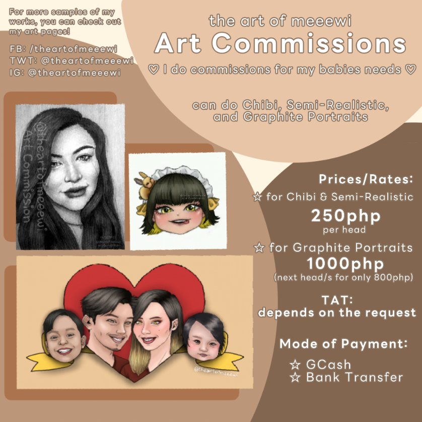 ☆ART COMMISSIONS OPEN☆

♡ Hi! I'm always open for commissions for my babies' needs. If you like my art, feel free to send me a message for more inquiries. Thank you!

#openforcommissions #openforcommission #commissionsopen #artph #lookingtocommission #artistontwitter #artmoots