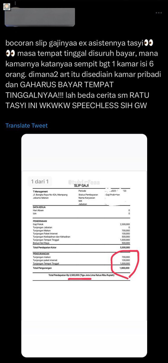 tubirfess's tweet photo. 2beer! yg seharusnya dpt 5,3jt, tp krn ada berbagai macam pengurangan jd dpt 3,5jt. nangis bgt https://t.co/R44t8f3Rv5