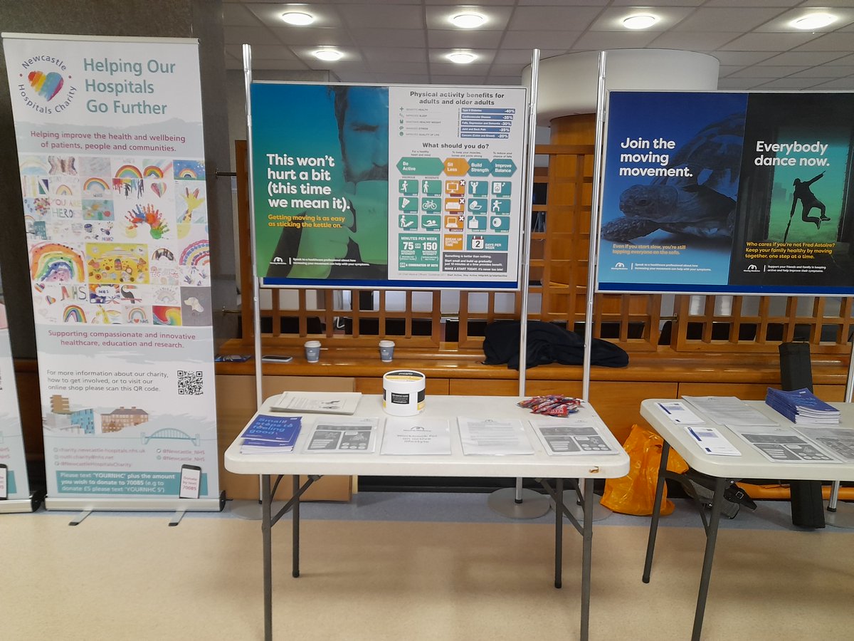 The #ActiveHospitals team are ready for the first day of their roadshow. The project is designed to offer physical activity programmes on hospital wards.
If you would like to find out more pop over to see the team at the Freeman. At the main entrance from 9am