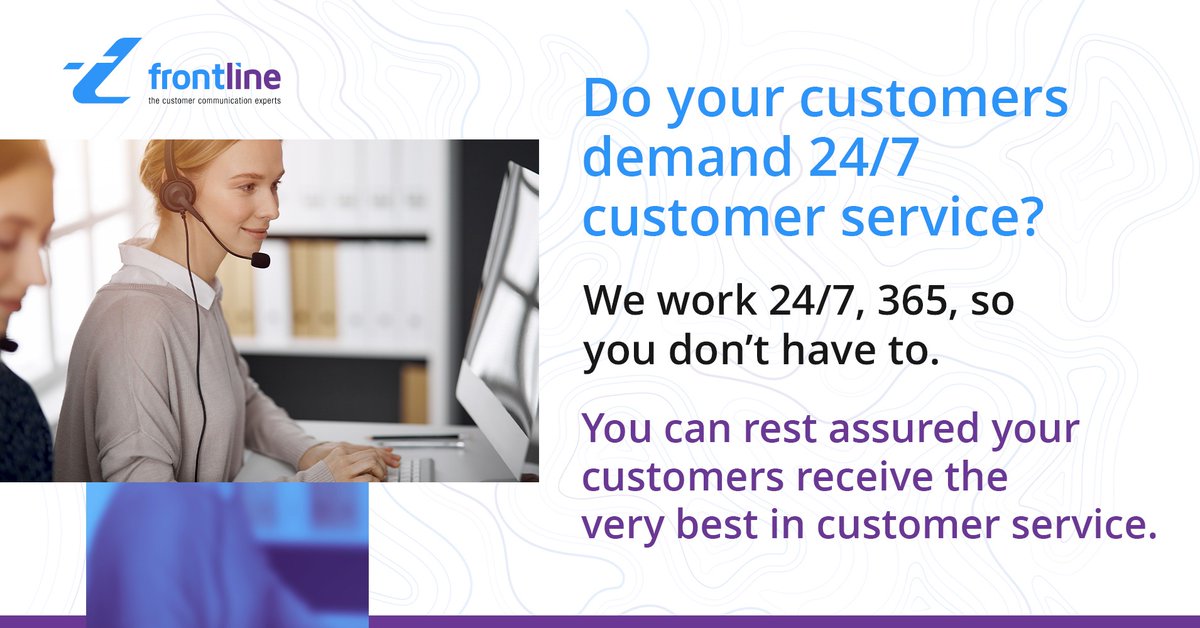⏰ Need 24/7 customer service? #Frontline, the #callhandling experts, have you covered. Our dedicated team works around the clock so you can relax and get the #worklifebalance you crave. Discover why we're the smart choice wearefrontline.co.uk 
#customerservice