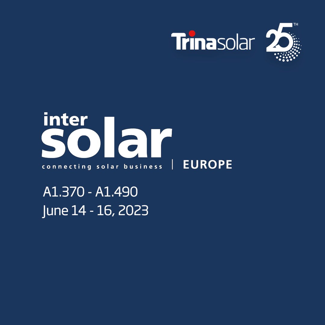 TrinaSolar_EU's tweet photo. Don’t miss out on hearing from exclusive guests, touring our #FutureProofPower solutions, or our quizzes with prizes at #Intersolar this year. Visit us at our booth A1.370 – A1.490.
#TrinaSolar https://t.co/WWOrx1OvIo