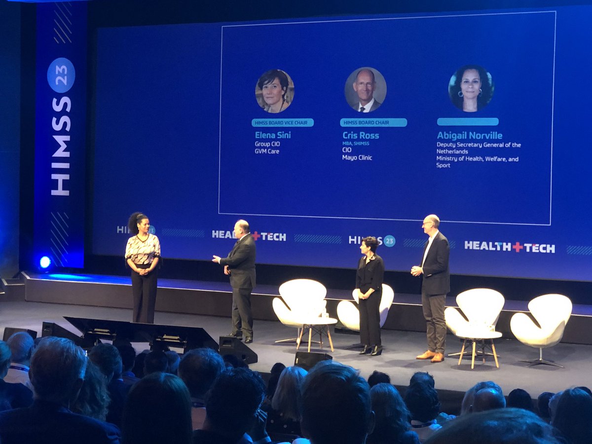 A special moment at #HIMSS23Europe  when @HalWolfIII announced that the new location of HQ HIMSS Global will be #Rotterdam. <a href="/AbigailNorville/">abigail norville</a> welcomed HIMSS Global to the Netherlands