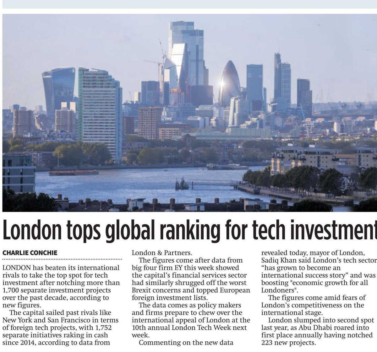 Data reveals London secured more Foreign Direct Investment in past 10 years than any other global city. This comes as we prepare to host our 10th London Tech Week. ⁦@LDNTechWeek⁩ ⁦@InformaTechHQ⁩ ⁦@Founders_Forum⁩ ⁦@TechLondonAdv⁩ ⁦@growldnbusiness⁩