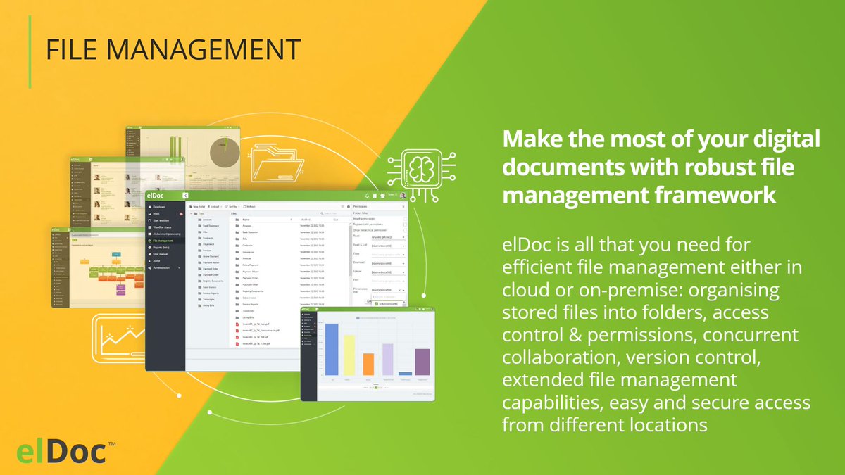 elDoc_online's tweet photo. Make the most of your digital documents with robust #FileManagement framework. #elDoc is all that you need for efficient file management either in #cloud or on-premise. 

Learn more👉https://t.co/n5cCUMv5nQ 

#FileOrganisation #Collaboration #IntelligentAutomation #NoCode #BPM https://t.co/kH0xmbwQpd