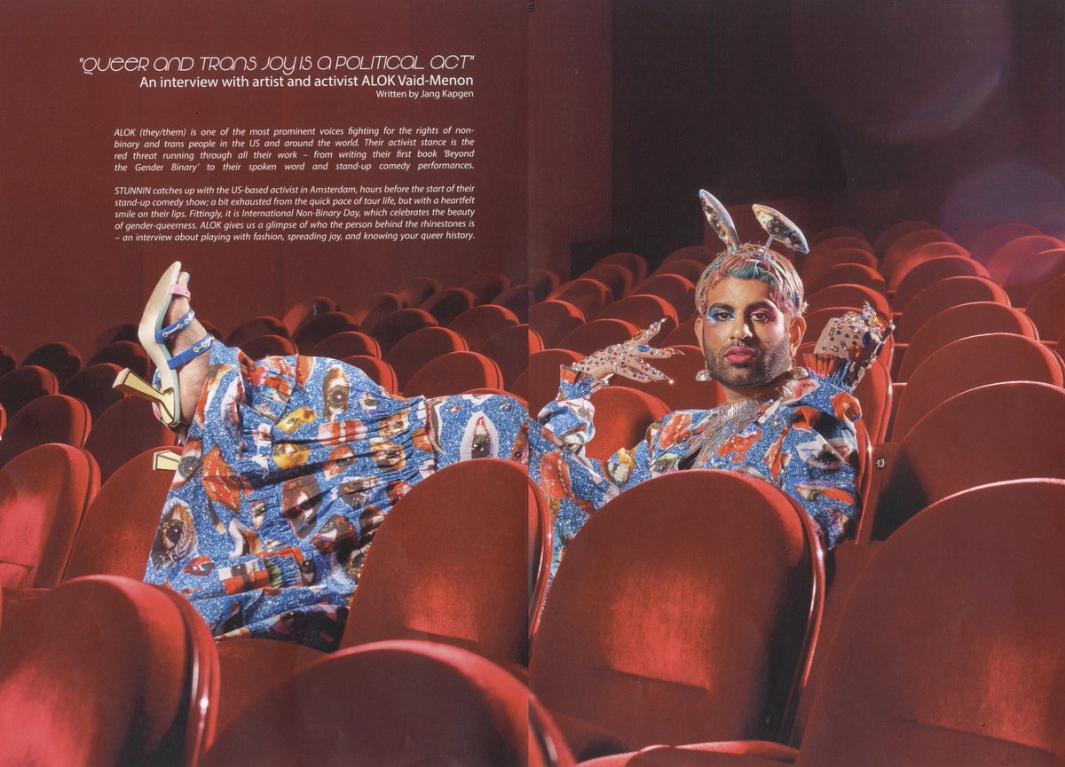 Alok wearing baskosters space face dress for Stunnin mag