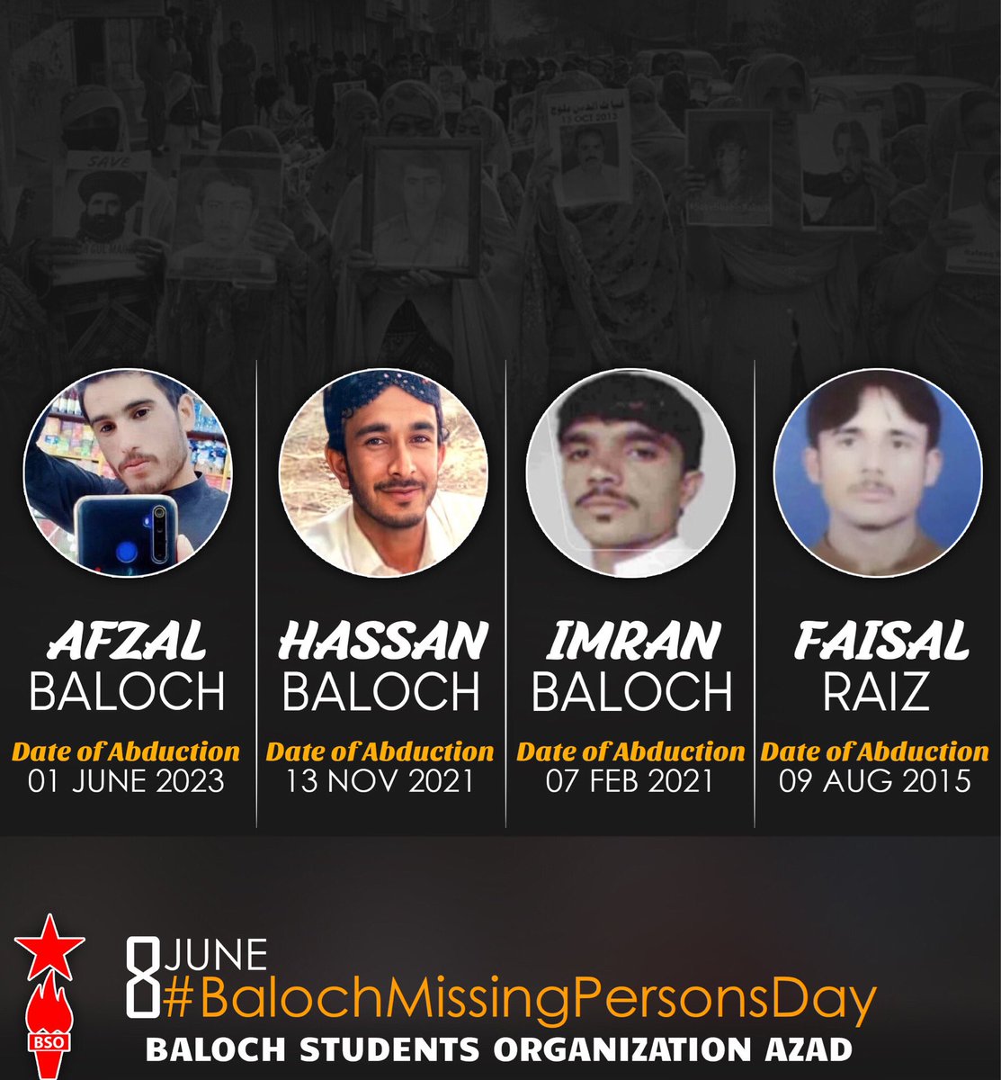 BSO__AZAD's tweet photo. بلوچ راجءَ سما کنگی اِنت کہ آ یک عظیمیں مکسدےءَ پہ جُہدءَ اِنت پمیشکہ آ زورگیریں استانءِ زورانسری بیگواہیءِ دیمپان انت۔

#BalochMissingPersonsDay https://t.co/zLM2LoSqnP