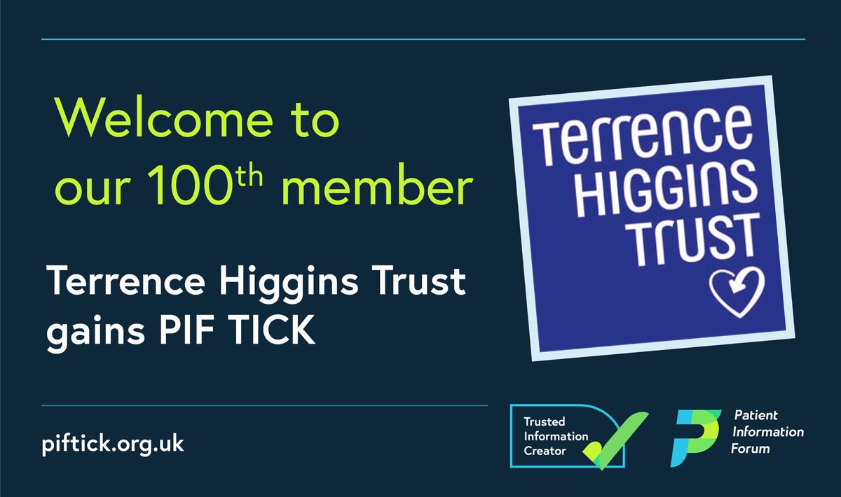Sophie M Randall (@sophiemrandall) on Twitter photo 📢Exciting announcement! The PIF TICK has 100 accredited members just 3 years after launch.
<a href="/THTorguk/">Terrence Higgins Trust</a>
is our 100th Trusted Information Creator. This is a major milestone in our bid to help everyone access and use trusted #HealthInformation: piftick.org.uk/2023/06/07/ter…… #PIFTick100 📢Exciting announcement! The PIF TICK has 100 accredited members just 3 years after launch.
<a href="/THTorguk/">Terrence Higgins Trust</a>
is our 100th Trusted Information Creator. This is a major milestone in our bid to help everyone access and use trusted #HealthInformation: piftick.org.uk/2023/06/07/ter…… #PIFTick100
