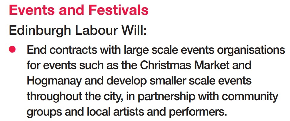 Edinburgh Labour will recommend today that the Council continues with a 'prime contractor approach' for 'Edinburgh's Christmas' & 'Edinburgh's Hogmanay' until 2027 at least

What was the point of having this in the manifesto?