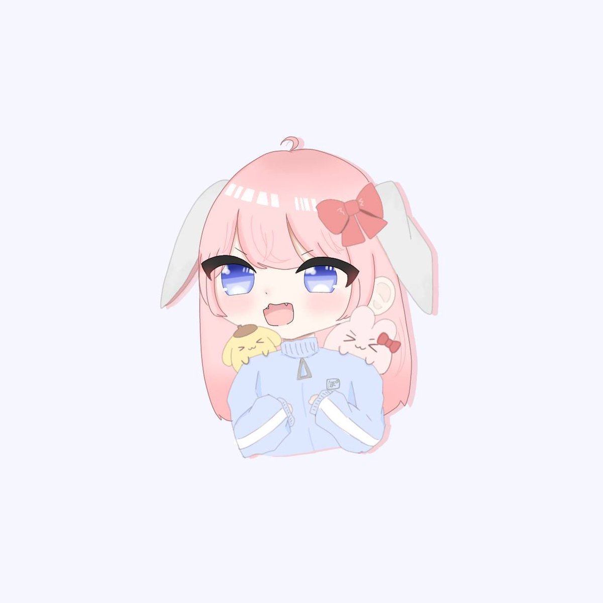 1girl pink hair blue eyes red bow bow animal ears hair bow  illustration images