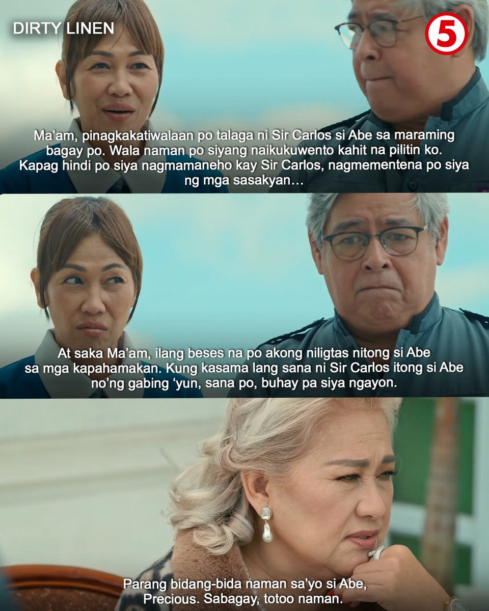 TV5manila's tweet photo. Kung alam n’yo lang Doña Cielo, si Mang Abe po ang bida sa puso ni Manang Precious 🫶 #AbeCious #PreBe

#DirtyLinenTV5 https://t.co/dhxvxWROoJ