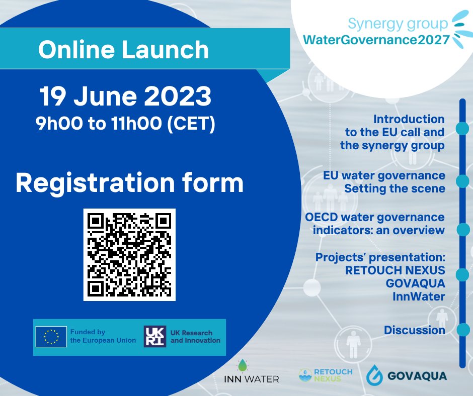 📢 #WaterGovernance2027 launch event provides more space for discussion! Join us and share on water related challenges on the 📅 19 June morning, online. 📄 Full agenda bit.ly/3WFLjEp 
👉🏼 Registration form: bit.ly/3N2MLgI