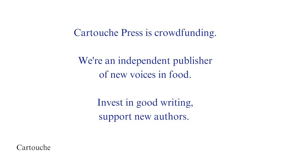 Cartouche Press - indie publisher of new voices in food - is Crowdfunding! kickstarter.com/projects/satur… An opportunity to support the initial 6 books, all available for pre-order. That means you can now pre-order 'Scraps', my book re. historic Northern English food culture. Exciting!