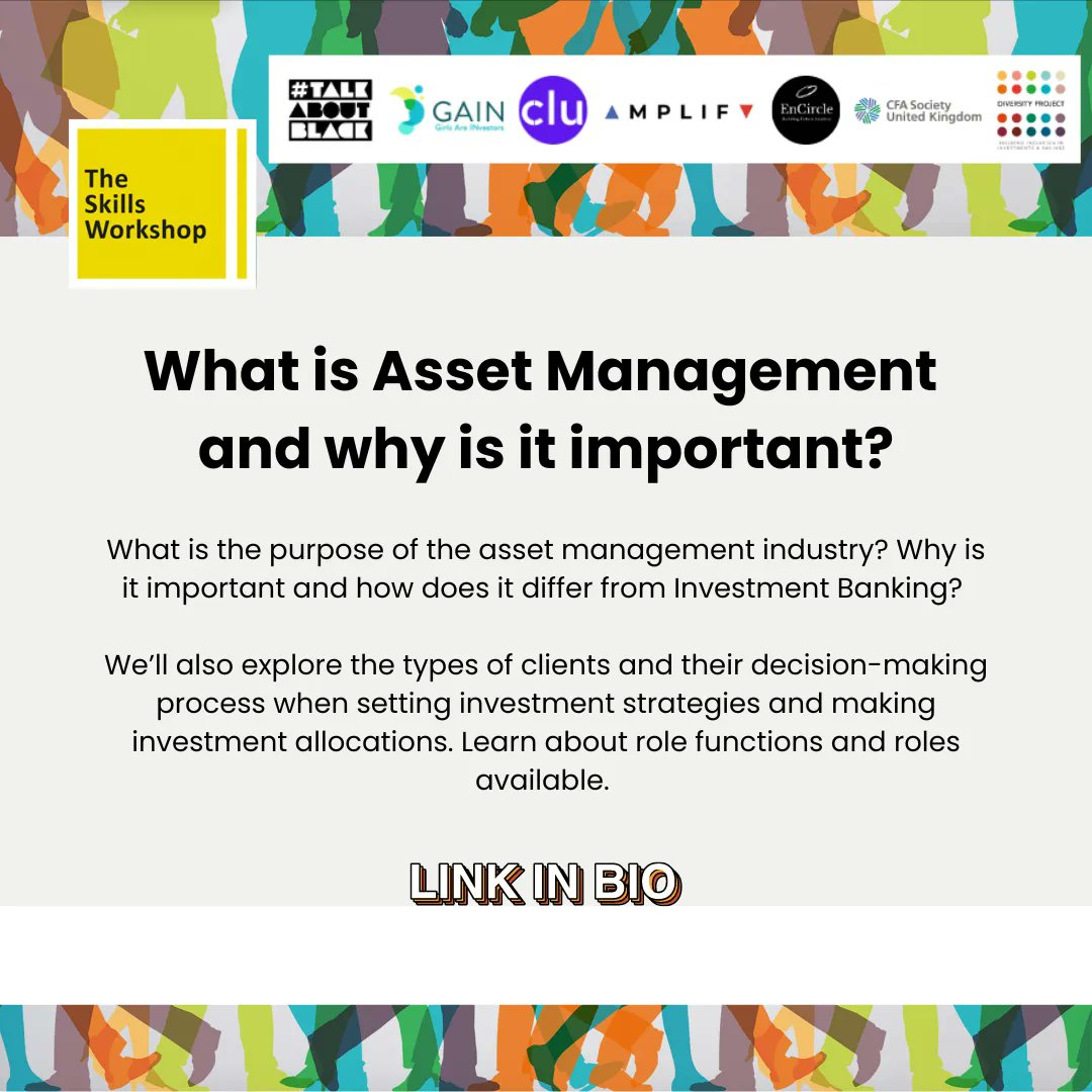 There's still time to register for this evenings session with <a href="/CFAinstitute/">CFA Institute</a> - What is Asset Management and Why Is It Important? Don't forget to sign up so you can get your burning questions answered. Sign up: buff.ly/3Moxcyi @DiversityProj