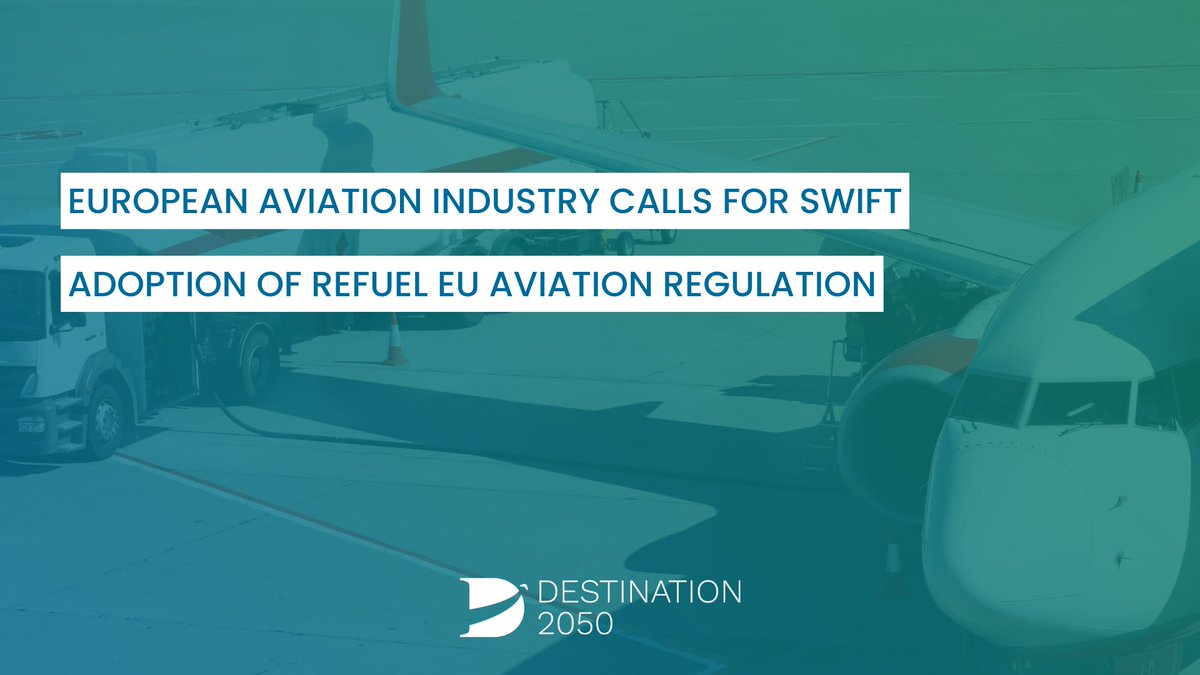 A4Europe's tweet photo. EU aviation industry is urging member states to unstick the ReFuelEU Aviation Regulation and begin making Europe a leader in SAF production worldwide ✈️ 🌍
Read our joint #Destination2050 public statement👉 https://t.co/FkJkKuF2ze https://t.co/jYnxBAbyMp