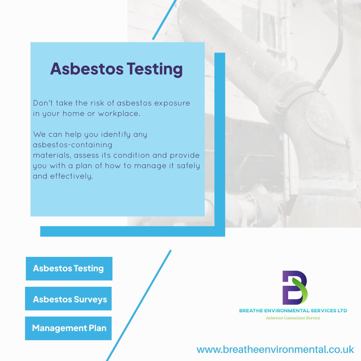 Are you concerned about #asbestos in your home or workplace?

We can carry out asbestos testing to identify any ACMs in your #premises. 

⚠️ There is no safe level of asbestos, don't take the risk of exposure.

#homeowner #landlord #office #manager #facilities  #WorkplaceSafety