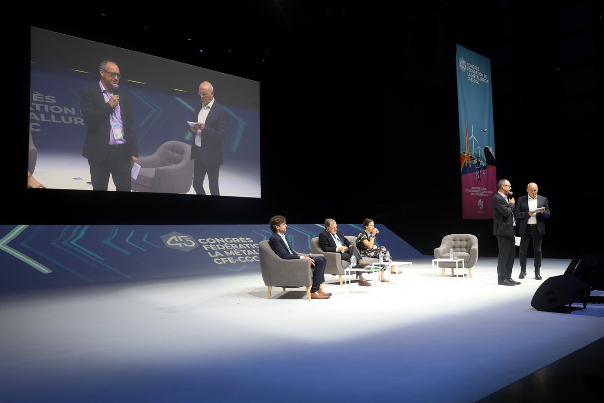 Métallurgie CFE-CGC (@metalcfecgc) on Twitter photo 🎙️ Il est l'heure de la table ronde !
🏭 Au cœur du débat, l'industrie durable et souveraineté.
Pour en parler, nous avons la chance de recevoir :
▶️ <a href="/a_voygillis/">Anaïs Voy-Gillis</a>
▶️ Pierre Ferracci
▶️ <a href="/VincentCharlet/">Vincent Charlet</a> 🎙️ Il est l'heure de la table ronde !
🏭 Au cœur du débat, l'industrie durable et souveraineté.
Pour en parler, nous avons la chance de recevoir :
▶️ <a href="/a_voygillis/">Anaïs Voy-Gillis</a>
▶️ Pierre Ferracci
▶️ <a href="/VincentCharlet/">Vincent Charlet</a>