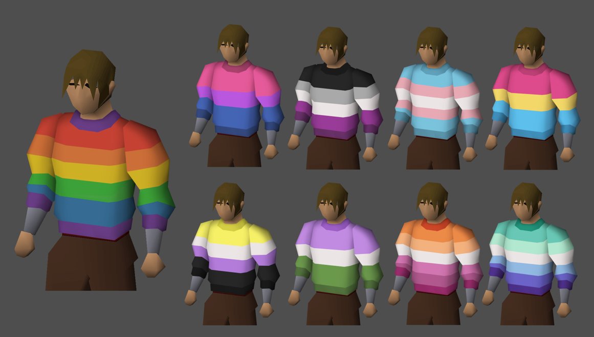 NeonExpressClog's tweet photo. @OldSchoolRS Look at these noobs on the #RSOF, crying over a pixelated sweater l00000000000000l.

Happy Pride 🌈🌈🌈🌈🌈🌈🌈🌈🌈🌈
https://t.co/nmUjxWRmBH https://t.co/a1DSNWmatf