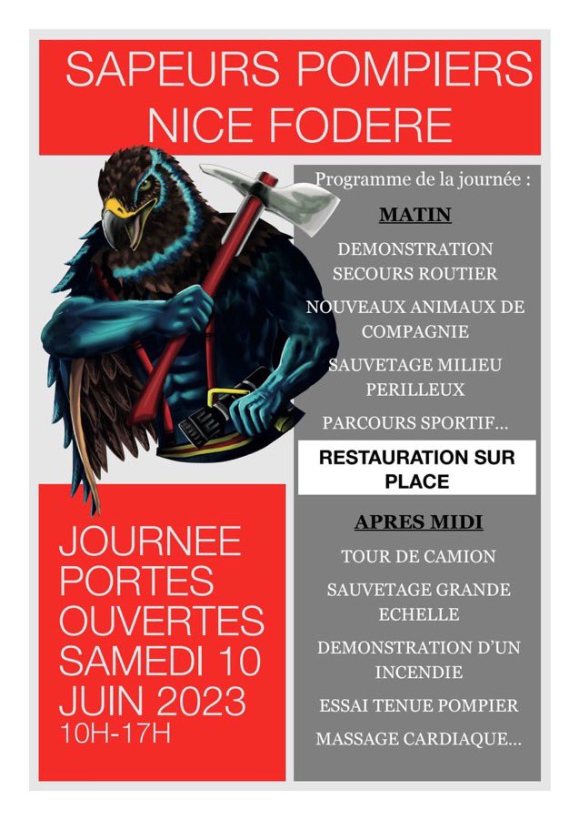 🚨 Participez vous aussi à la grande journée portes ouvertes de la caserne de #pompiers de #Nice06 Fodéré ce samedi 10 juin ! Ne manquez pas cette occasion unique de rencontrer quelques héros du quotidien, de découvrir leur caserne et leur univers 🤝🏻

On s'y retrouve nombreux !☺️
