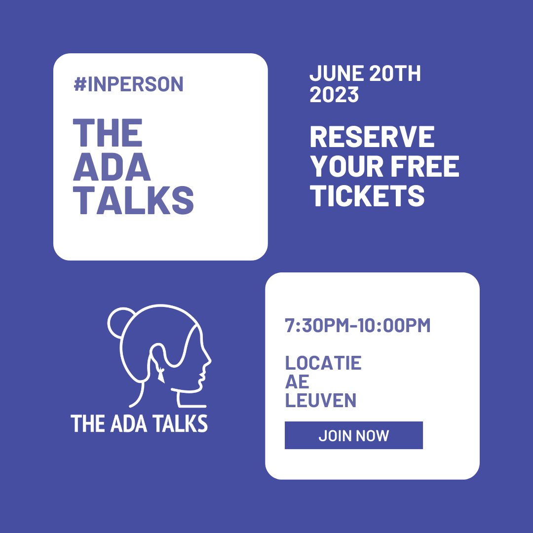 OMG here we go again. Join us at the offices of AE for our next The Ada Talks. Reserve your ticket ASAP. Check the link in Bio! Speakers announcements coming up! eventbrite.be/e/the-ada-talk…