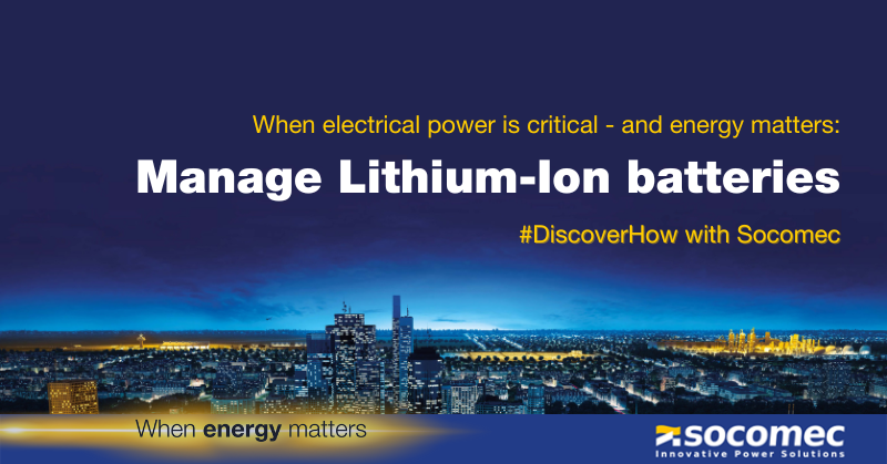 socomec_UK's tweet photo. #DataCenter #Expert #DiscoverHow
When electrical power is critical - and energy matters: Efficiently manage Lithium-Ion batteries -
Thanks to backup storage solutions from Socomec 👉https://t.co/LrBa9tJxyy
#Socomec #Whenenergymatters https://t.co/ibWV8wUIxp