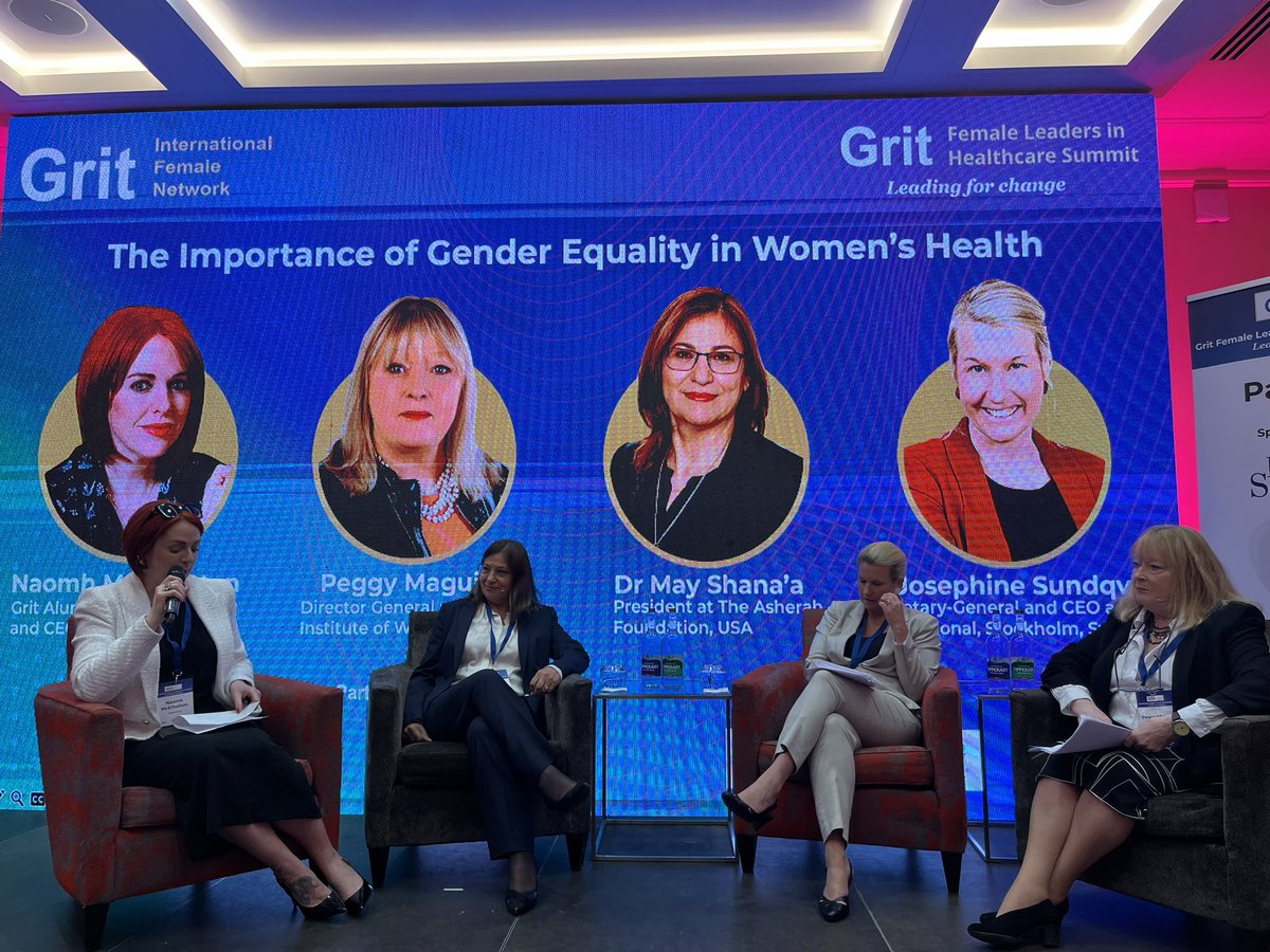 What a wonderful panel for a discussion on the Importance of Gender Equality in Women’s Health @naomhs Peggy Maguire, Dr May Shana’a <a href="/JossanSundqvist/">Josephine Sundqvist</a> 🙌 #GRITsummit