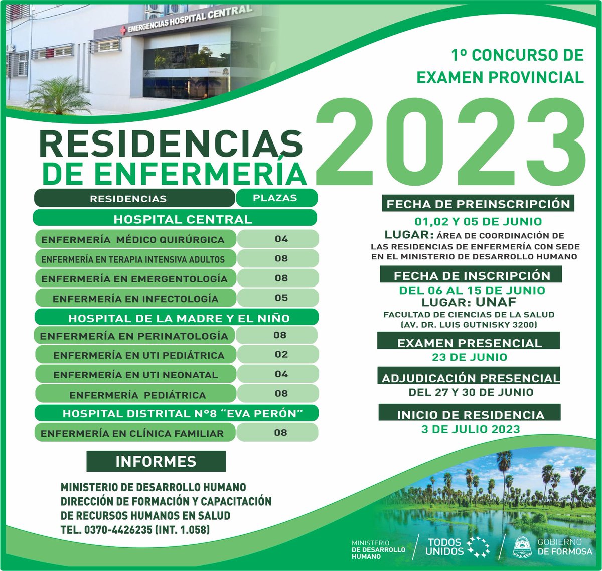 🗣️RESIDENCIA DE ENFERMERÍA...👇

✅ Estamos en fechas de inscripción‼️

#ResidenciasDeEnfermeria #Formosa #GobiernoGildoInsfran