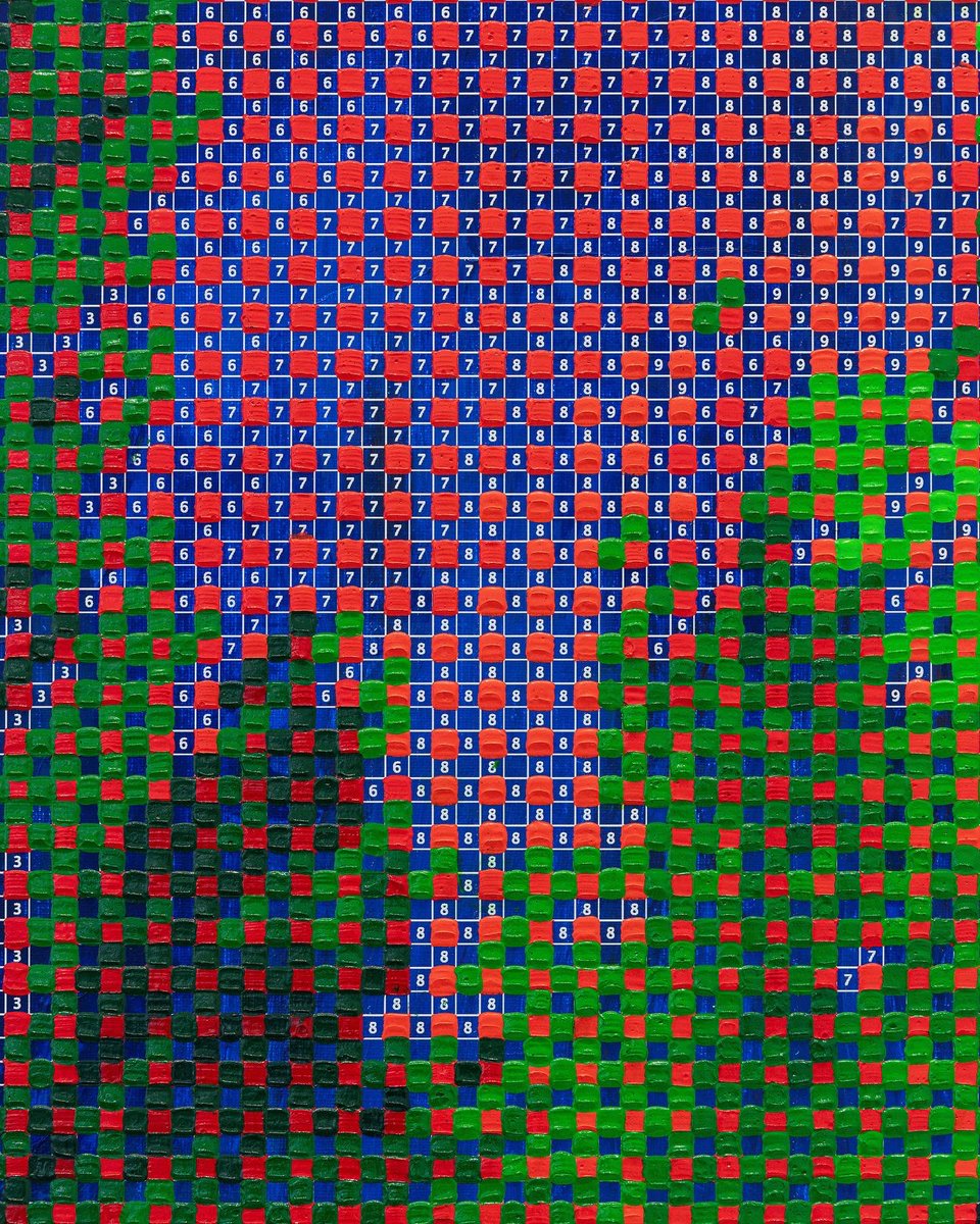 Brute force mirroring brute force. Can we trace the origin of the crisis we are facing in the way we look at the world? Which parallels exist between the logic of the digital and climate catastrophes? - Forest Filled with Pines and Electronics, 2023 161.5 x 133 x 4.5 cm -