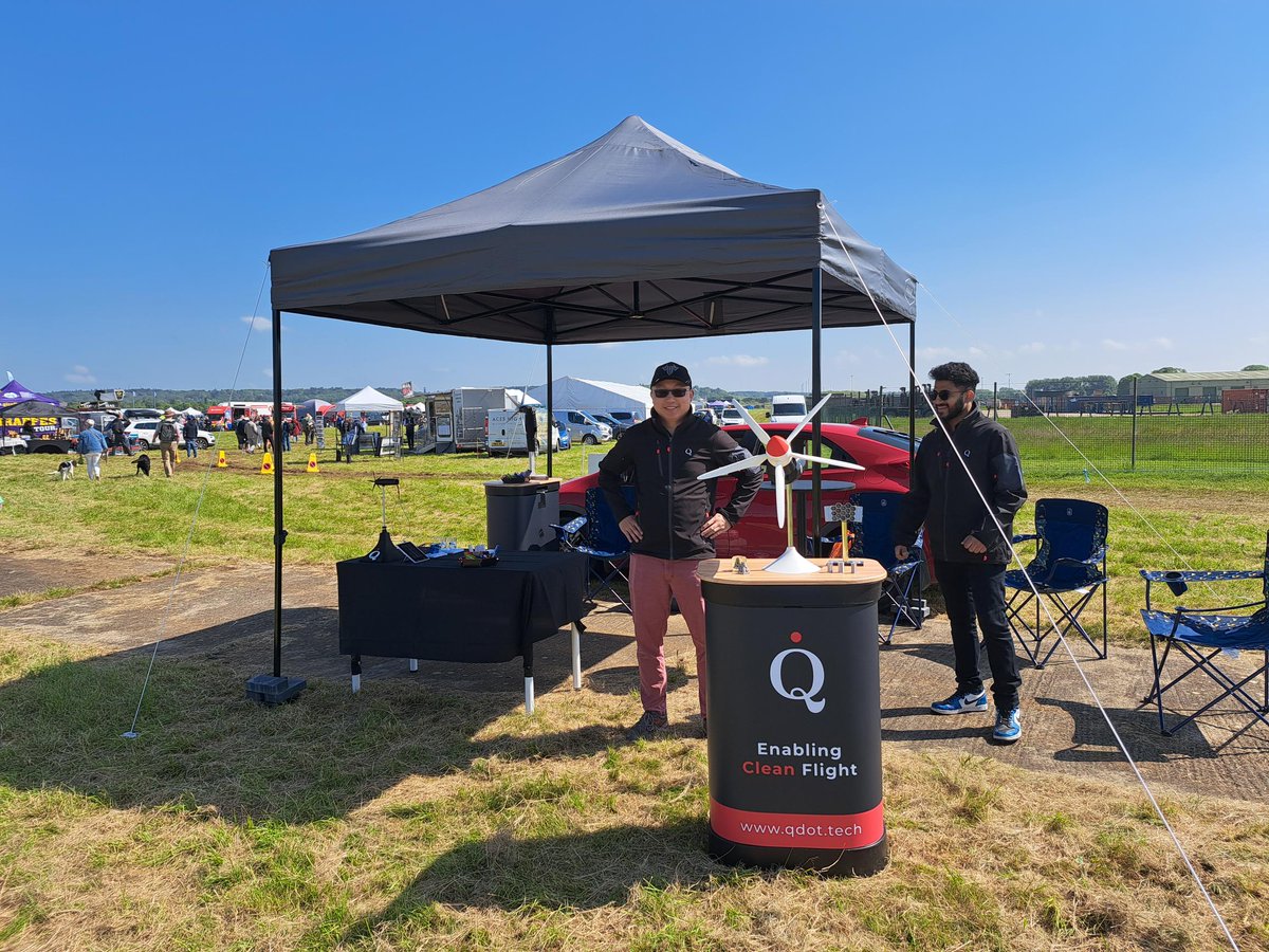 qdot_tech's tweet image. Exciting day @AbingdonAirshow! Our founders, lead engineer, and materials and structural engineer hosted a stand, showcasing prototype parts and models for our propulsor and additive manufacturing tech. Proud sponsors of the show! 🤩✈️ #Aviation #Tech #Sustainability