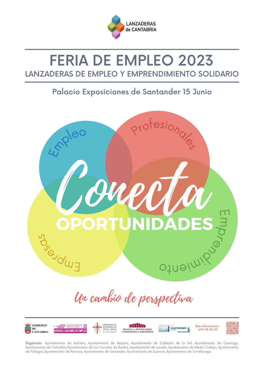 📢El 15 de junio acude a la Feria de Empleo "Conecta Oportunidades", organizada por las <a href="/leescantabria/">Lanzaderas de Cantabria</a>  financiadas por <a href="/empleacantabria/">Servicio Cántabro de Empleo</a>:

🕘 A partir de las 9
🏢 En el Palacio de Exposiciones de Santander

Más información:
empleacantabria.es/portlet-tablon…
cantabriaemprendedora.es/noticias/-/not…