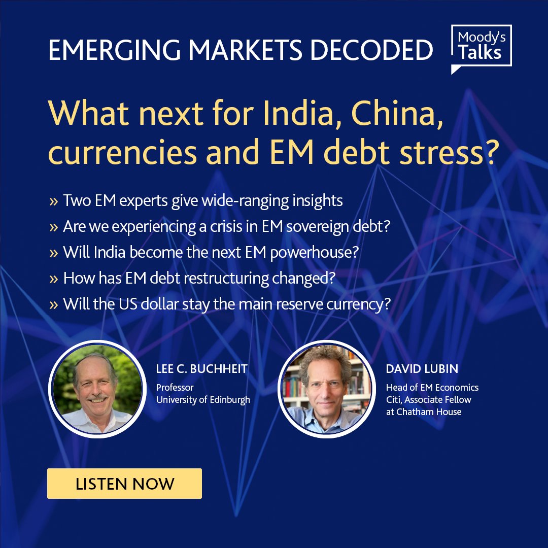 Moody's Ratings (@moodysratings) on Twitter photo Hear emerging markets (EM) experts on China and India, sovereign debt, the US dollar and more in this week’s podcast. Moody’s Scott Phillips is joined by Lee C. Buchheit and <a href="/davidlubin/">David Lubin</a> 👉 Listen here: mdy.link/45P1eUR
#EmergingMarkets #Podcast #MoodysTalks Hear emerging markets (EM) experts on China and India, sovereign debt, the US dollar and more in this week’s podcast. Moody’s Scott Phillips is joined by Lee C. Buchheit and <a href="/davidlubin/">David Lubin</a> 👉 Listen here: mdy.link/45P1eUR
#EmergingMarkets #Podcast #MoodysTalks