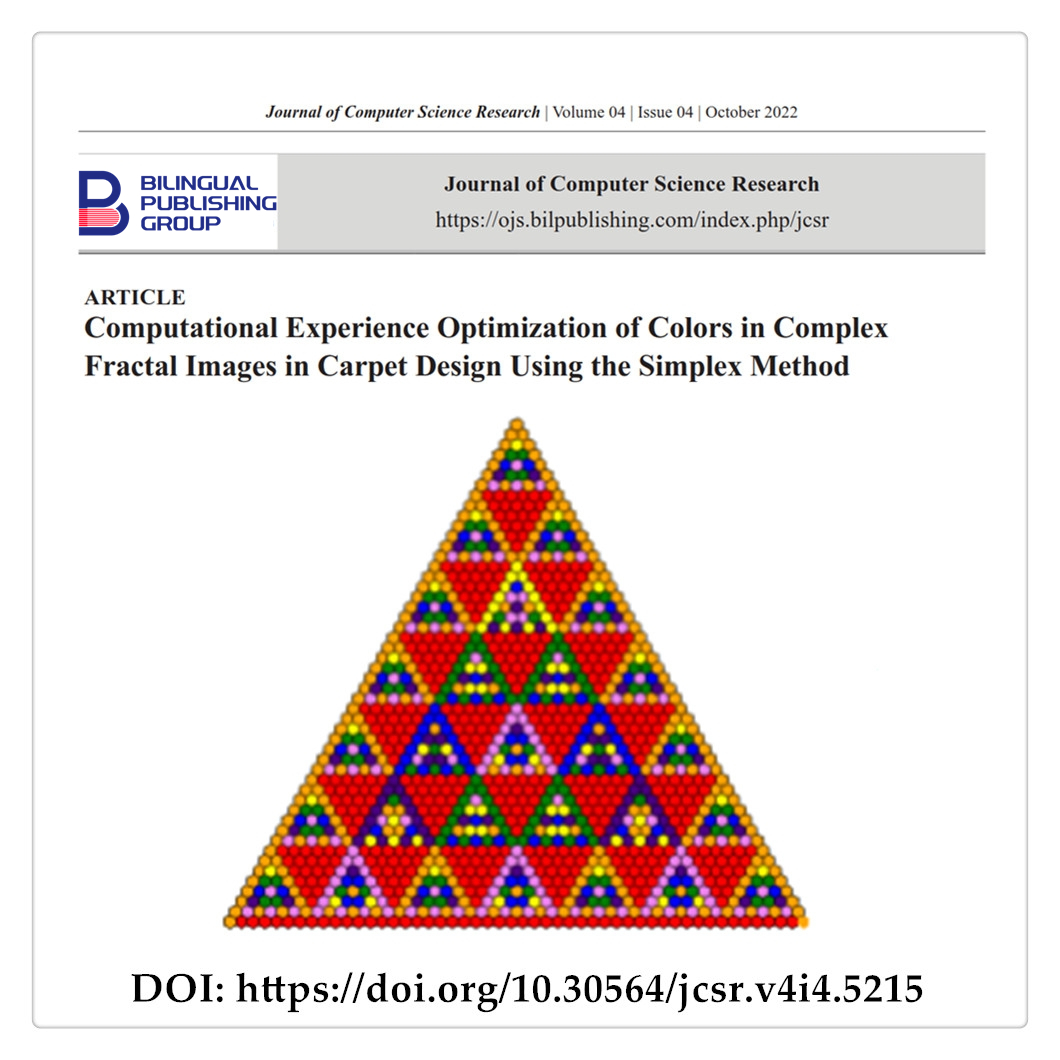 jcsr_Editorial's tweet image. 💠 Сomputational Experience Optimization of Colors in Complex Fractal Images in Carpet Design Using the Simplex Method
#Fractal #Optimizationmethods #Simplexmethod #Geometrictransformations #Computergraphics #Pascaltriangle
DOI: doi.org/10.30564/jcsr.…