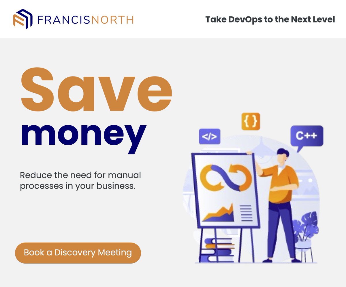 FrancisNorthGrp's tweet photo. DevOps can help organisations save costs by reducing the need for manual processes, improving efficiency, and reducing the time-to-market.

Contact us at hello@francisnorthgroup.com to find out how we can help.
https://t.co/uMQZBMC9yQ

 #devops #cloudnative #cicd #cto #CIO https://t.co/S71Nxe12Nn